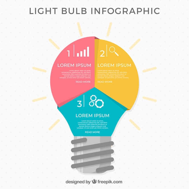 Vettore gratuito lampadina infografica con elementi