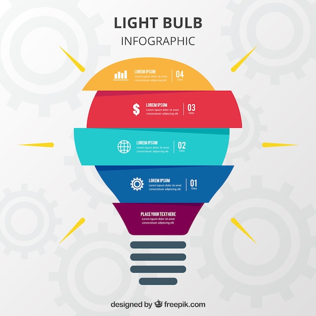 Lampadina infografica in design piatto