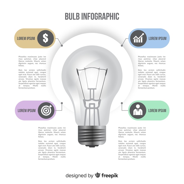 Vettore gratuito lampadina infografica