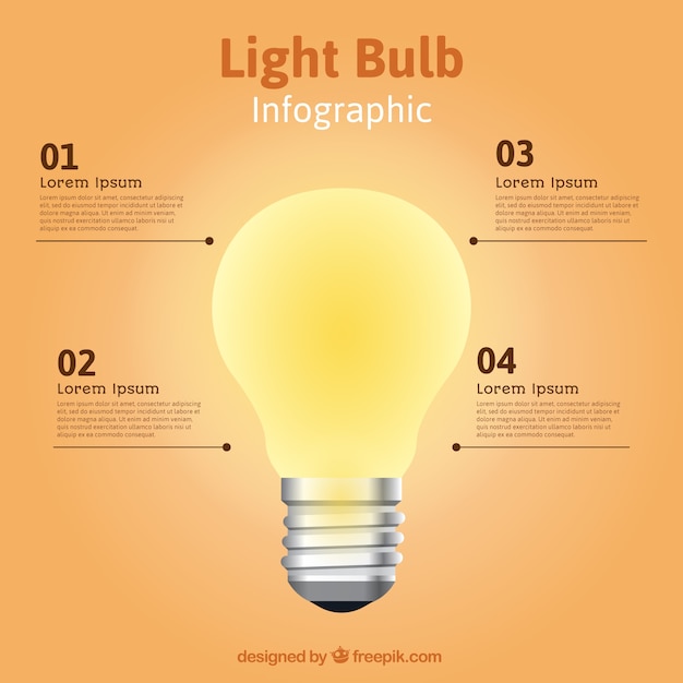 Vettore gratuito lampadina modello infografica