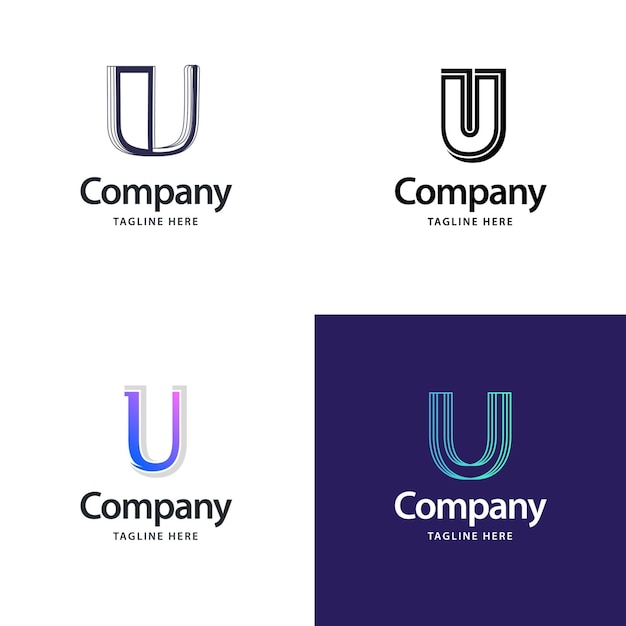 Lettera U Big Logo Pack Design Design moderno e creativo dei loghi per la tua azienda Illustrazione del nome del marchio vettoriale