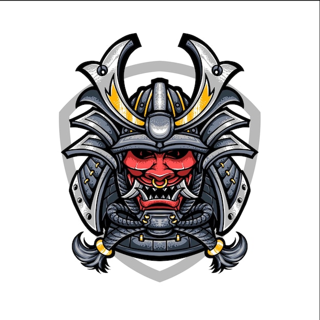 Logo vettoriale samurai maschera Oni