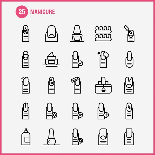 Manicure Line Icon Pack