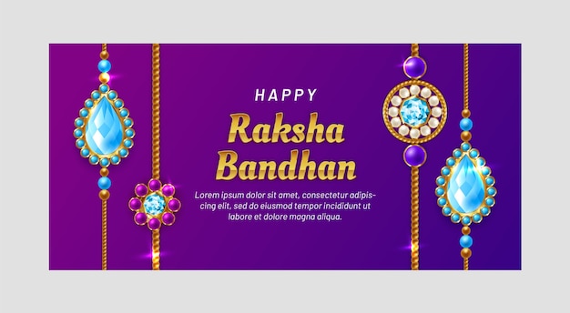 Modello di banner orizzontale realistico raksha bandhan