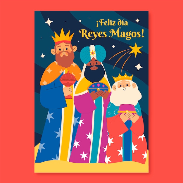 Modello di biglietto di auguri piatto feliz dia de reyes