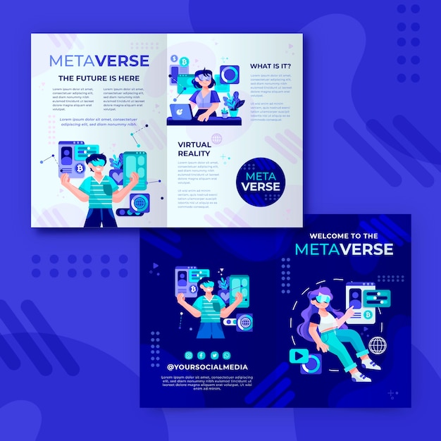 Modello di brochure metaverse disegnato a mano