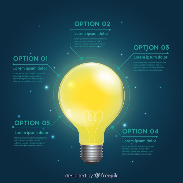 Vettore gratuito modello di infografica lampadina