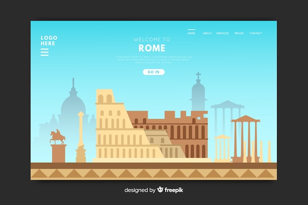 Vettore gratuito modello di landing page design per paese