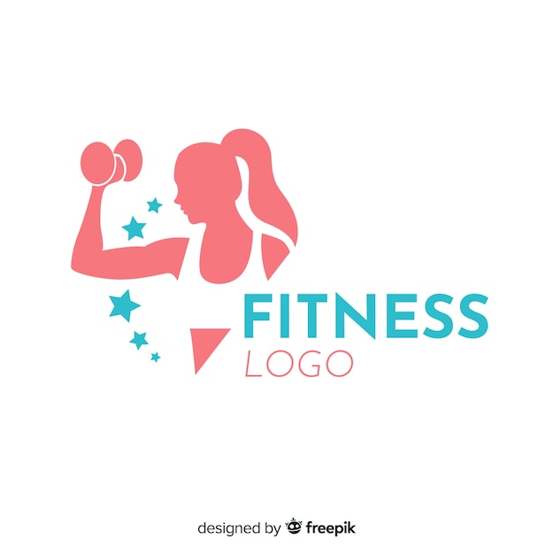 Vettore gratuito modello di logo fitness design piatto