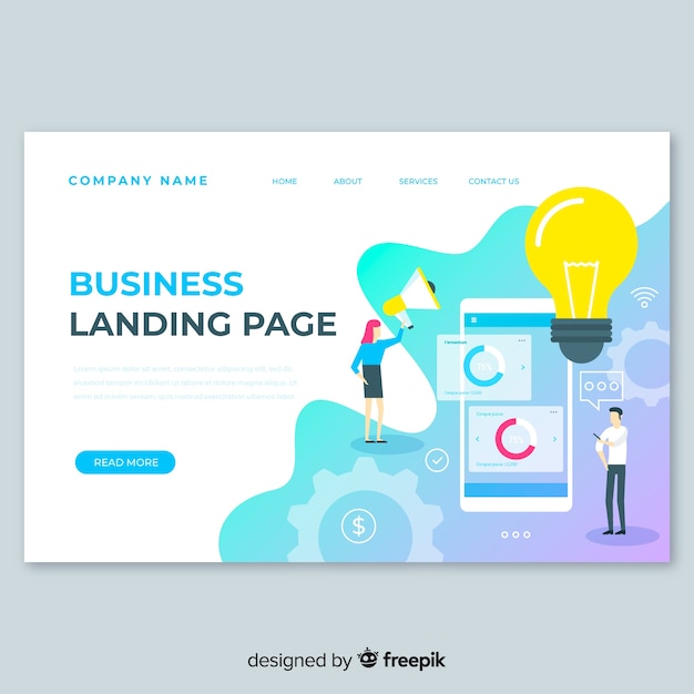 Vettore gratuito modello di pagina di destinazione del concetto di business