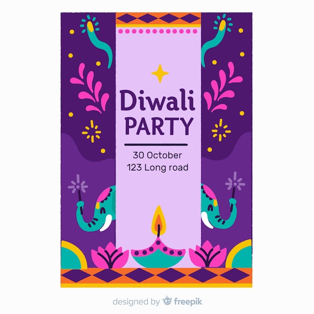 Modello di poster vendita diwali disegnati a mano