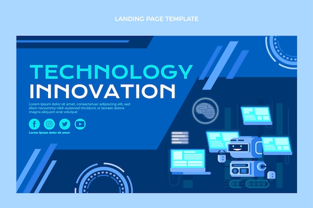 Vettore gratuito modello web di tecnologia minimale dal design piatto