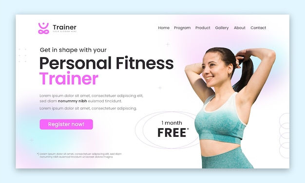 Vettore gratuito pagina di destinazione del personal trainer a gradiente