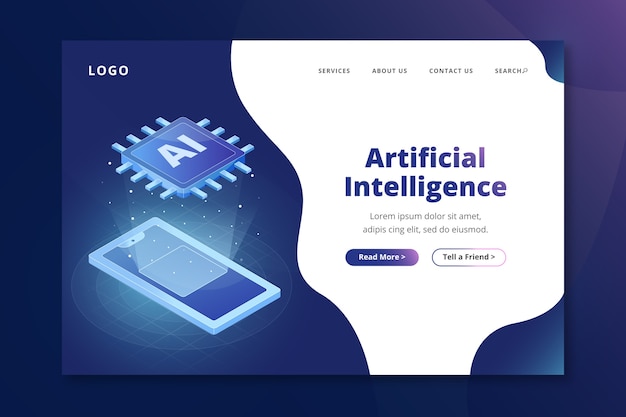 Vettore gratuito pagina di destinazione dell'intelligenza artificiale modello