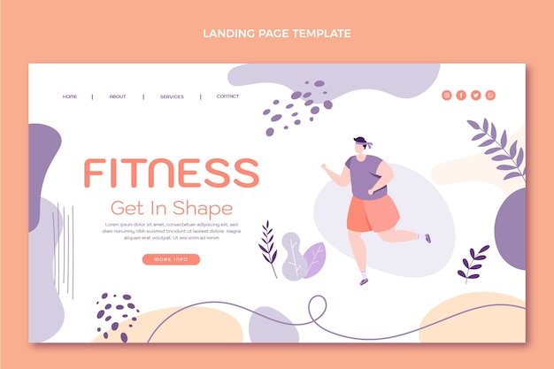 Vettore gratuito pagina di destinazione fitness disegnata a mano