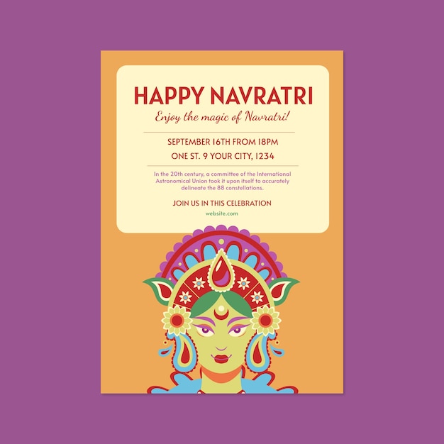 Poster navratri felice colorato disegnato a mano