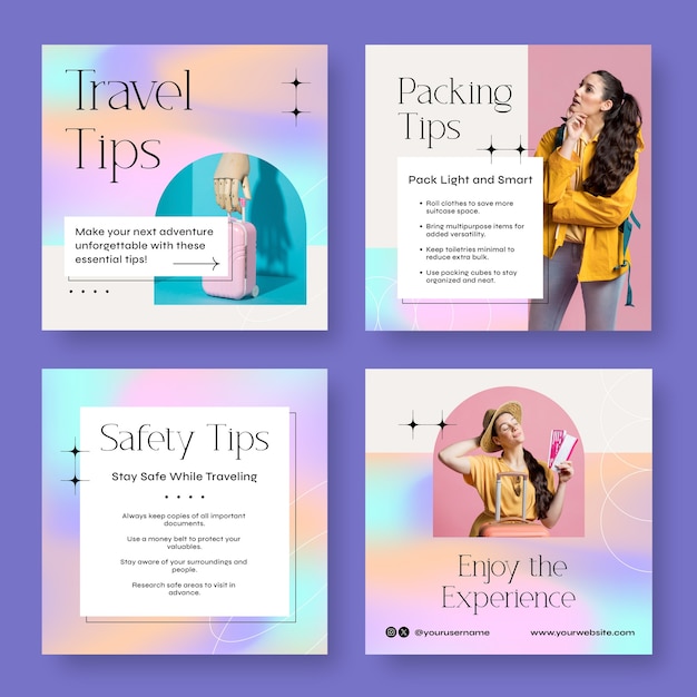 Progettazione di modelli di Instagram per viaggi