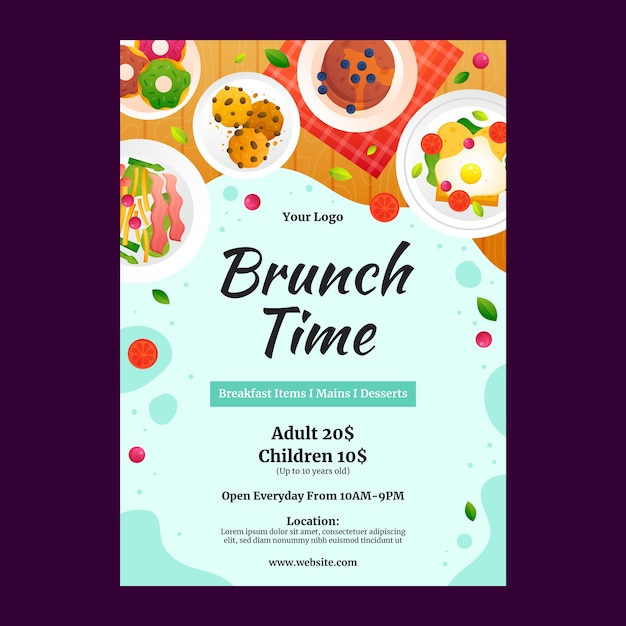 Progettazione di poster per colazione e brunch sfumati