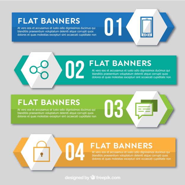 Quattro bandiere piatte per infografica