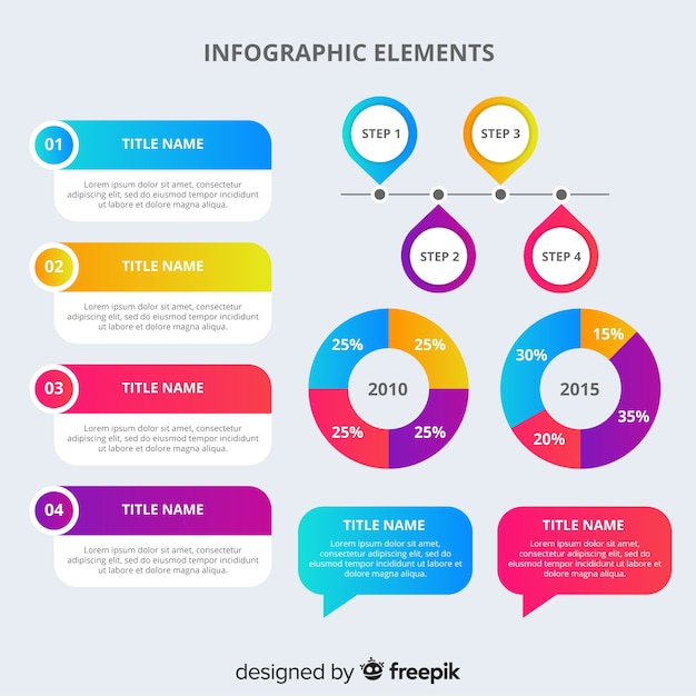 Vettore gratuito raccolta di elementi infographic colorato