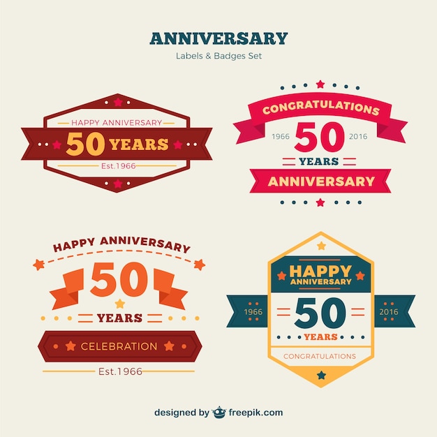 Vettore gratuito retro badge anniversario