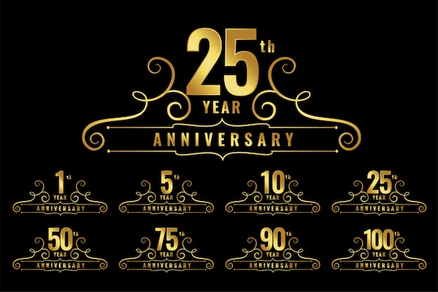 Vettore gratuito set emblema logo premium anniversario