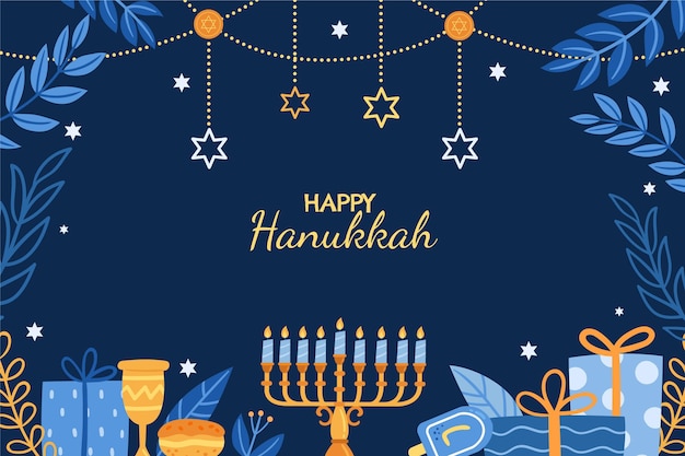 Sfondo di hanukkah piatto disegnato a mano