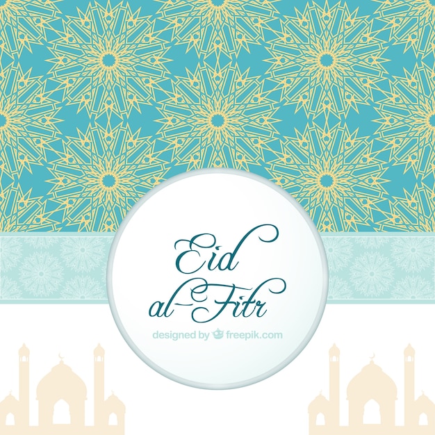 Vettore gratuito sfondo ornamentale di eid al-fitr con forme astratte