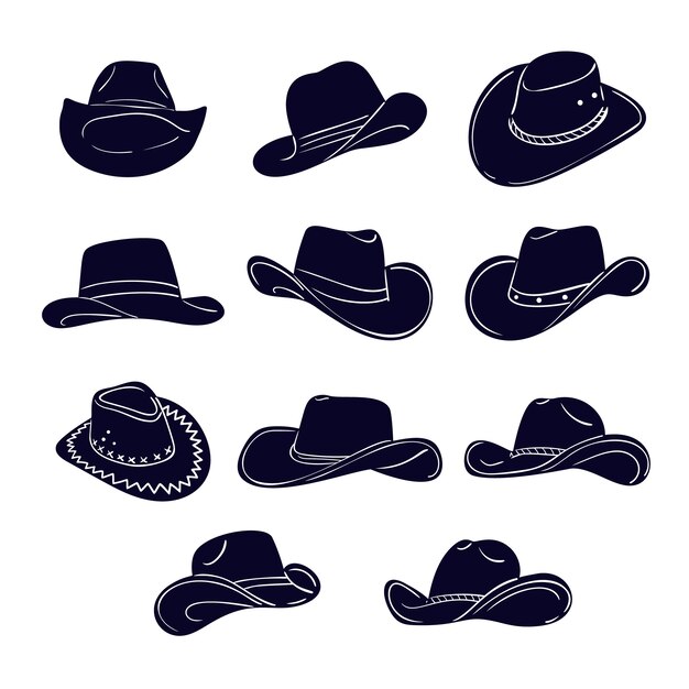 Silhouette di cappello da cowboy disegnato a mano