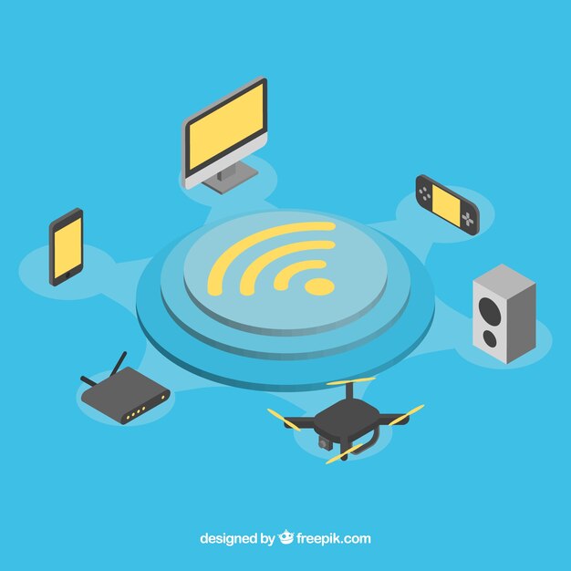 Wifi e tecnologia con design piatto