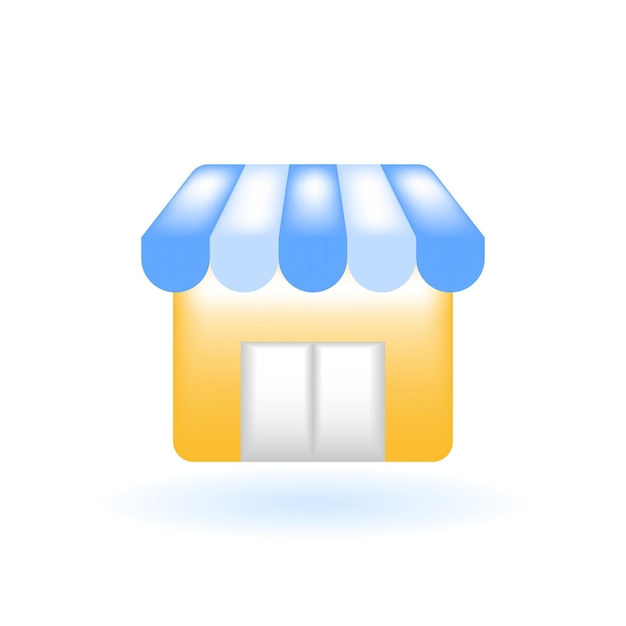 3D Store Retail Shop Popup Store IconMarketing Concetto di acquisto online