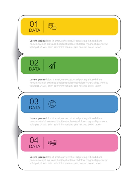 4 scheda infografica dati modello di indice linea sottile Illustrazione vettoriale astratto sfondo infografica