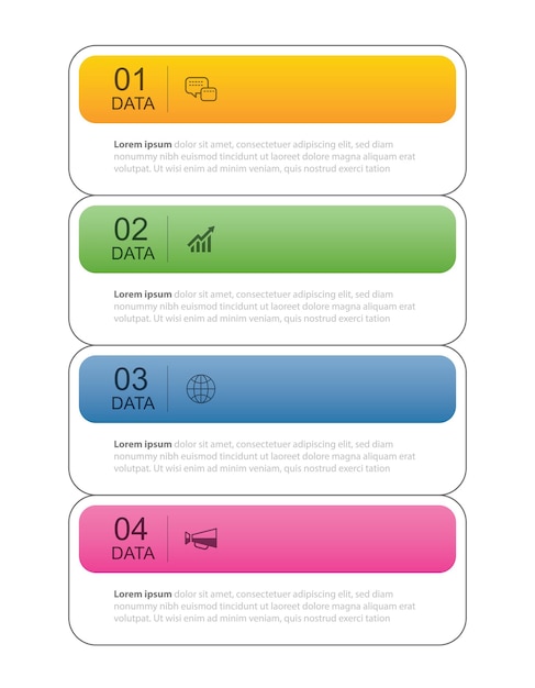 4 scheda infografica dati modello di indice linea sottile Illustrazione vettoriale infografica quadrata astratta