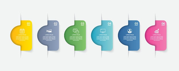 6 dati infografiche scheda carta modello di indice a linea sottile illustrazione vettoriale