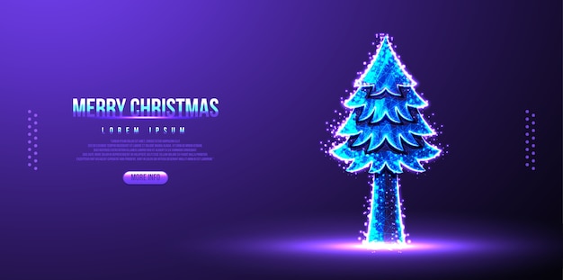 Alberi di pino, buon natale banner wireframe basso poli