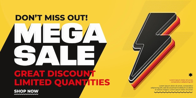 Banner di mega vendita grande sconto quantità limitate