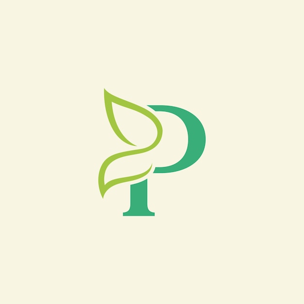 bellezza farfalla verde naturale logo design lettera P