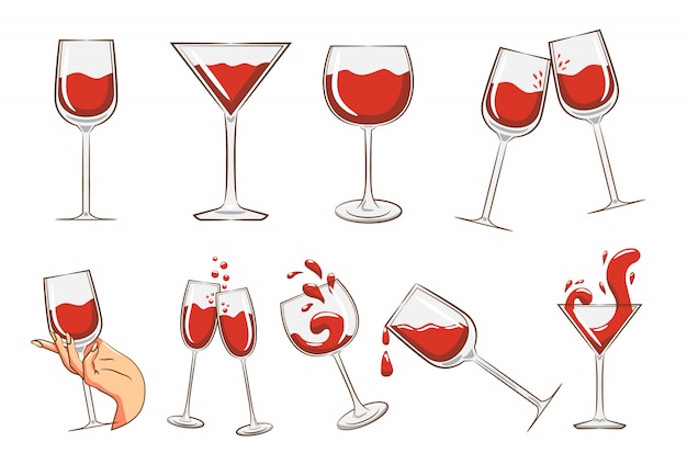 Bicchiere di vino set clipart