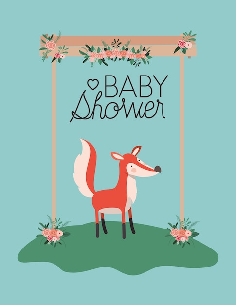 carta di baby shower con simpatica volpe