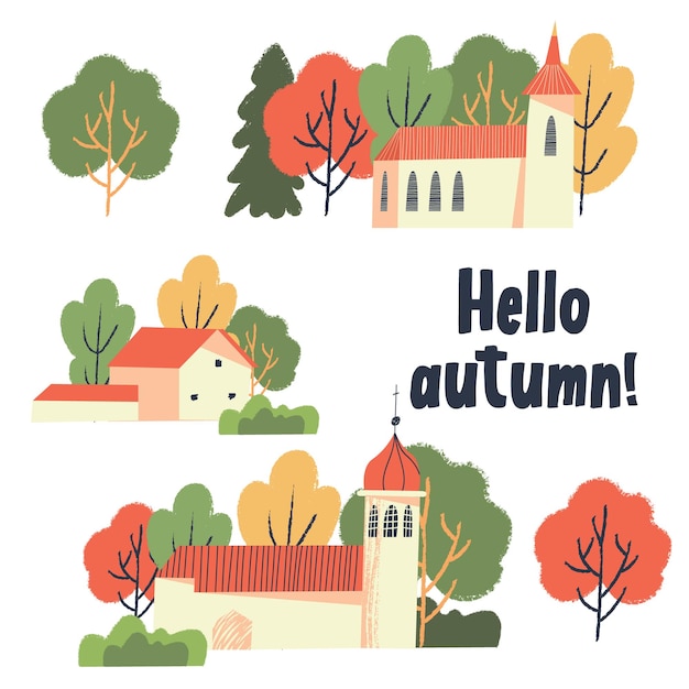 Ciao autunno Paesaggio del villaggio autunnale