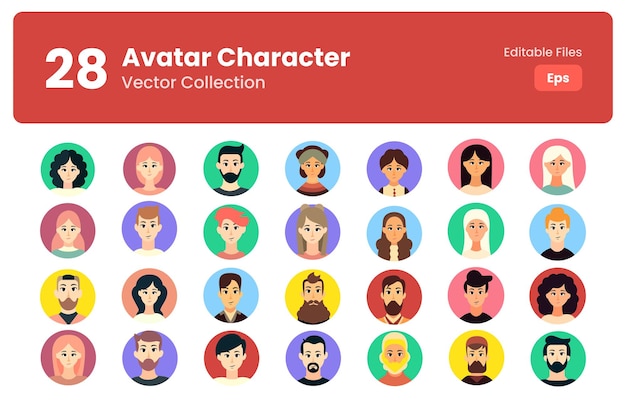 Vettore collezione di avatar colorati per uomini e donne