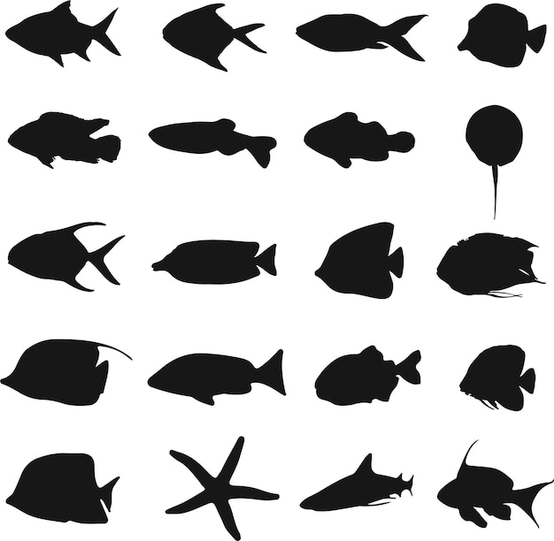 collezione di set di silhouette di pesce