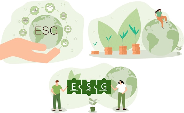 Concetto ESG di ambiente, sociale e governance.parole ESG