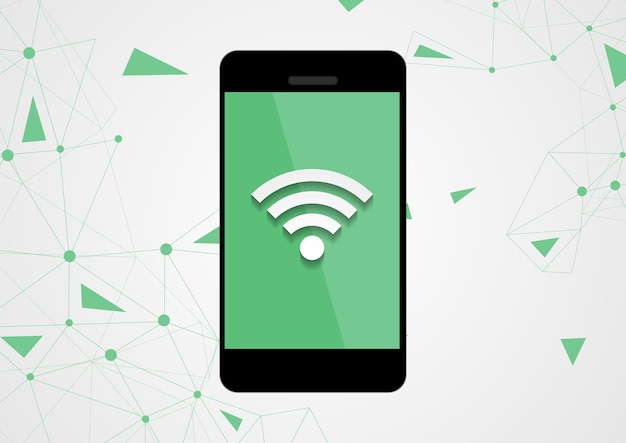 Connessione Wi-Fi tramite sfondo tecnico del telefono cellulare