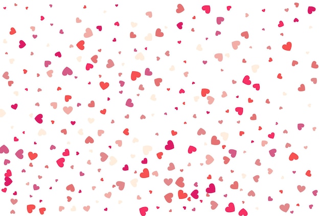 Coriandoli di cuore di petali di San Valentino Bellissimi cuori di coriandoli che cadono sullo sfondo Modello di invito Disegno di sfondo Biglietto di auguri Poster Giorno di San Valentino e festa della donna Illustrazione vettoriale