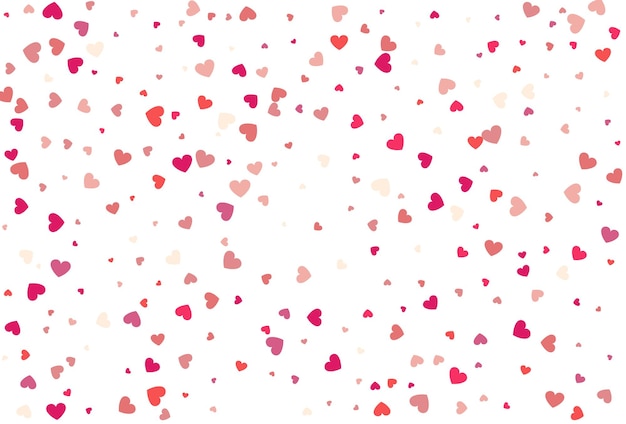 Coriandoli di cuore di petali di San Valentino Bellissimi cuori di coriandoli che cadono sullo sfondo Modello di invito Disegno di sfondo Biglietto di auguri Poster Giorno di San Valentino e festa della donna Illustrazione vettoriale