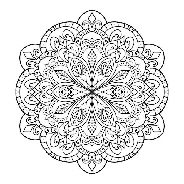 Disegno della mandala per la pagina da colorare per adulti. ornamento rotondo decorativo.