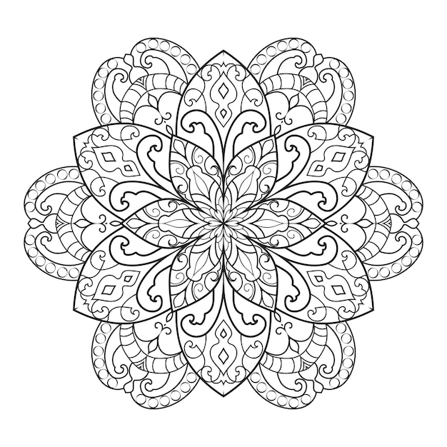 Disegno della mandala per la pagina da colorare per adulti. ornamento rotondo decorativo.