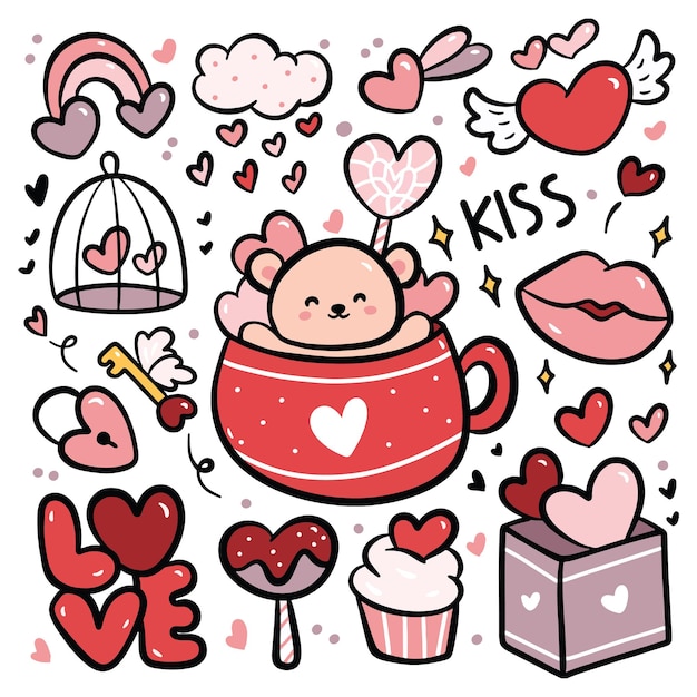 Doodle di San Valentino disegnato a mano