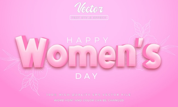 Effetto testo di Happy womens day in stile 3D su tema di colore rosa